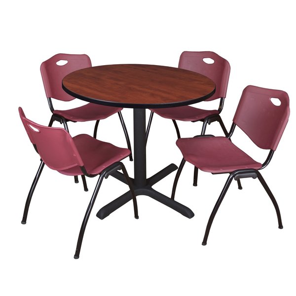 Round Tables > Breakroom Tables > Cain Round Table & Chair Sets, 42 W, 42 L, 29 H, Cherry