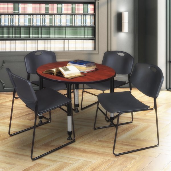 Tables > Height Adjustable > Round Table & Chair Sets, 42 X 42 X 23-34