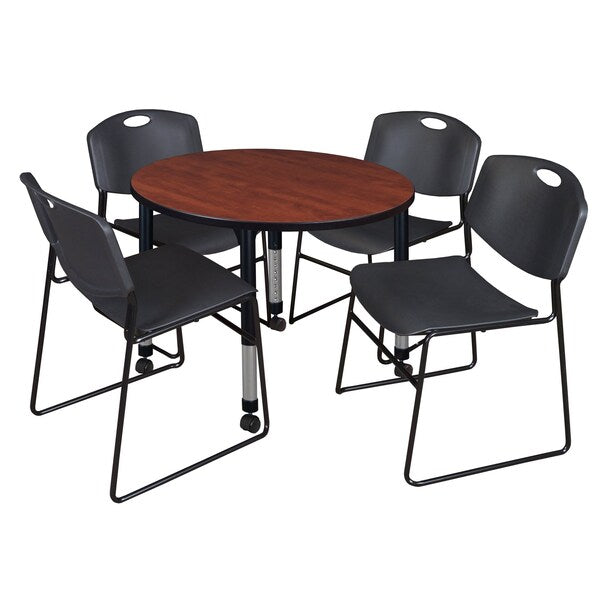 Tables > Height Adjustable > Round Mobile Table & Chair Sets, 42 X 42 X 23-34