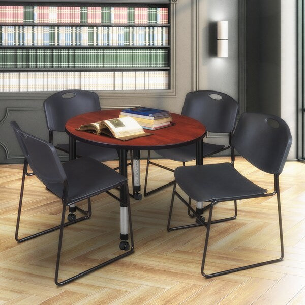 Tables > Height Adjustable > Round Mobile Table & Chair Sets, 42 X 42 X 23-34