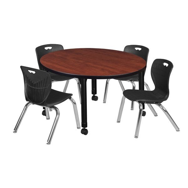Tables > Height Adjustable > Round Mobile Table & Chair Sets, 42 X 42 X 23-34