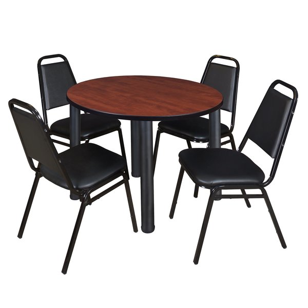 Round Tables > Breakroom Tables > Kee Round Table & Chair Sets, 42 W, 42 L, 29 H, Cherry