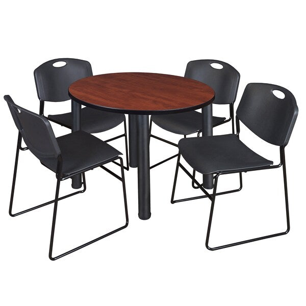 Round Tables > Breakroom Tables > Kee Round Table & Chair Sets, 42 W, 42 L, 29 H, Cherry