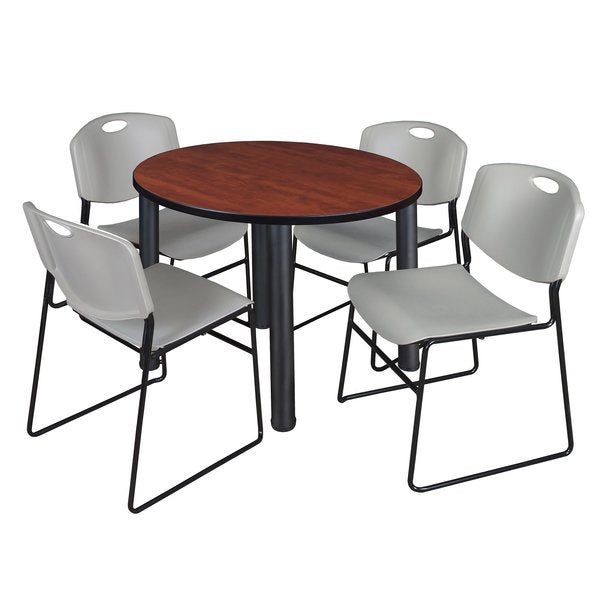 Round Tables > Breakroom Tables > Kee Round Table & Chair Sets, 42 W, 42 L, 29 H, Cherry