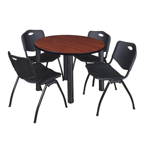 Round Tables > Breakroom Tables > Kee Round Table & Chair Sets, 42 W, 42 L, 29 H, Cherry