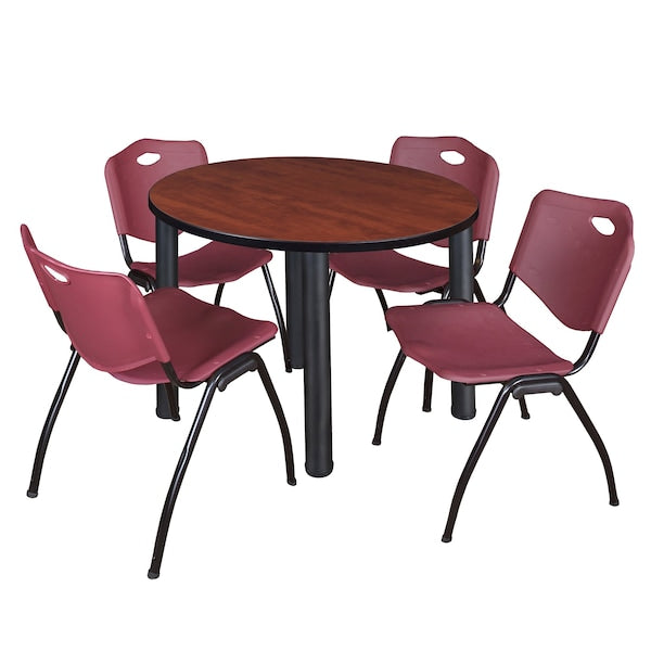 Round Tables > Breakroom Tables > Kee Round Table & Chair Sets, 42 W, 42 L, 29 H, Cherry