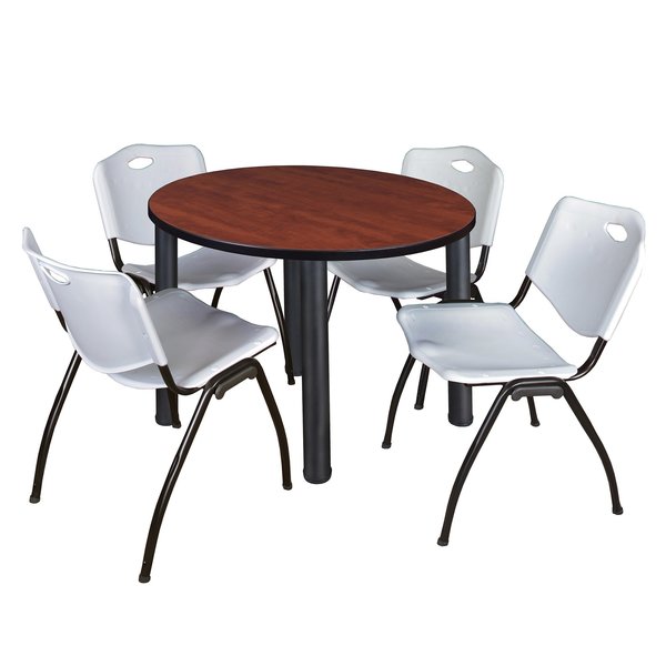 Round Tables > Breakroom Tables > Kee Round Table & Chair Sets, 42 W, 42 L, 29 H, Cherry