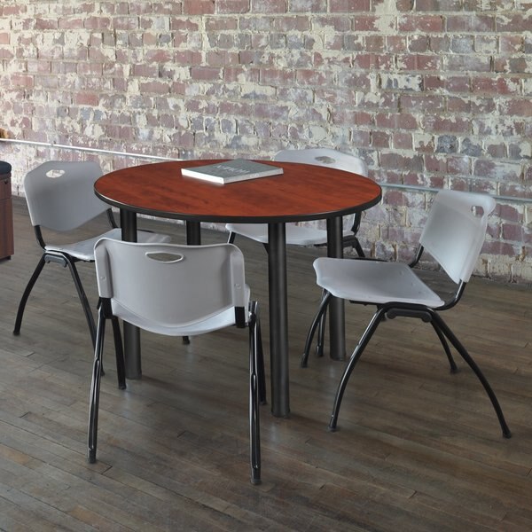 Round Tables > Breakroom Tables > Kee Round Table & Chair Sets, 42 W, 42 L, 29 H, Cherry