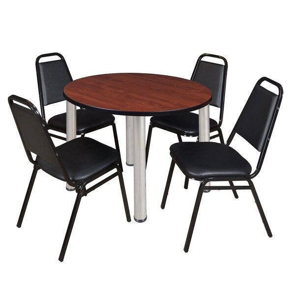 Round Tables > Breakroom Tables > Kee Round Table & Chair Sets, 42 W, 42 L, 29 H, Cherry