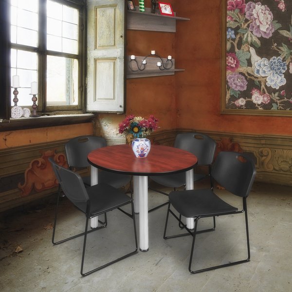 Round Tables > Breakroom Tables > Kee Round Table & Chair Sets, 42 W, 42 L, 29 H, Cherry