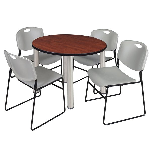 Round Tables > Breakroom Tables > Kee Round Table & Chair Sets, 42 W, 42 L, 29 H, Cherry