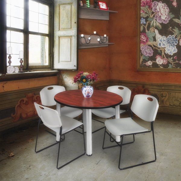 Round Tables > Breakroom Tables > Kee Round Table & Chair Sets, 42 W, 42 L, 29 H, Cherry