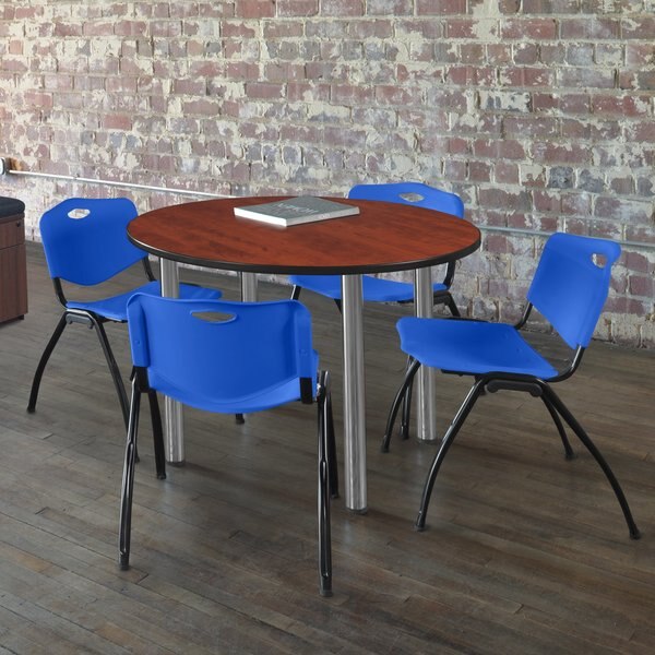 Round Tables > Breakroom Tables > Kee Round Table & Chair Sets, 42 W, 42 L, 29 H, Cherry