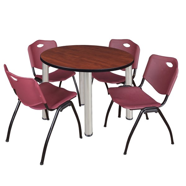 Round Tables > Breakroom Tables > Kee Round Table & Chair Sets, 42 W, 42 L, 29 H, Cherry