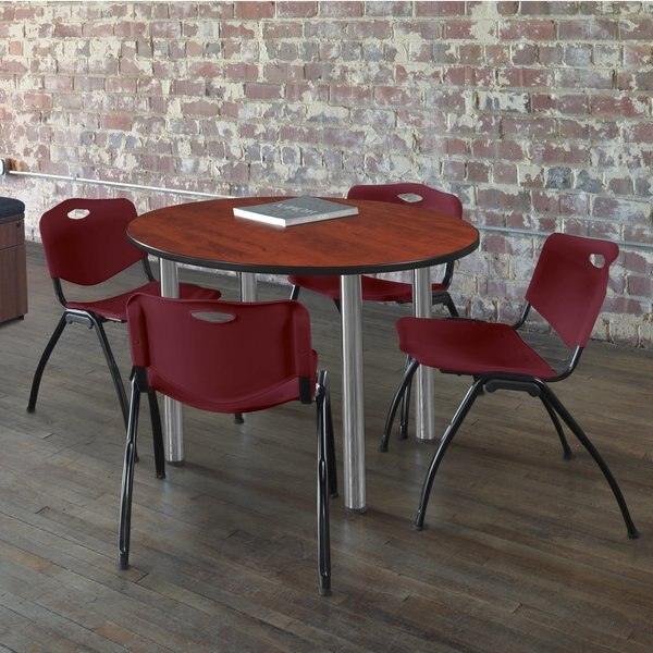 Round Tables > Breakroom Tables > Kee Round Table & Chair Sets, 42 W, 42 L, 29 H, Cherry