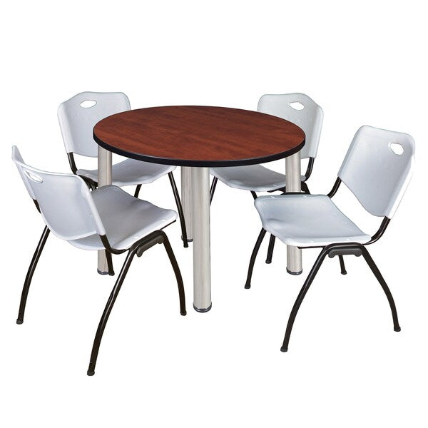 Round Tables > Breakroom Tables > Kee Round Table & Chair Sets, 42 W, 42 L, 29 H, Cherry