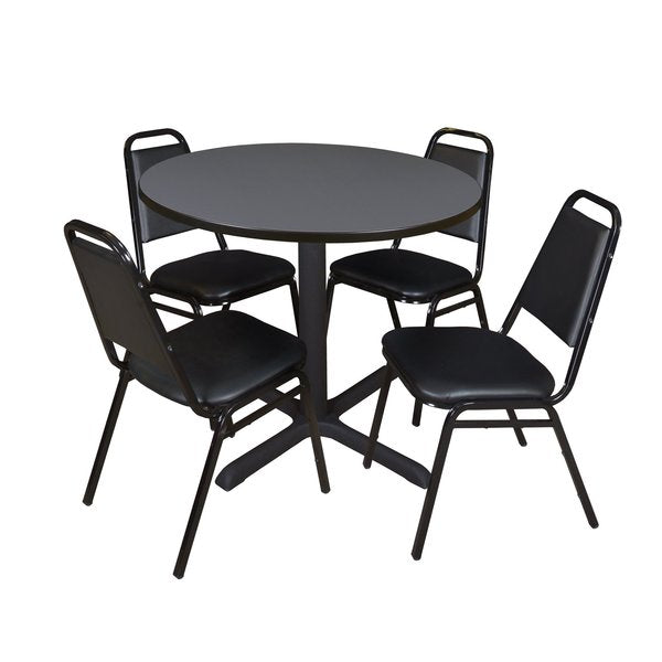 Round Tables > Breakroom Tables > Cain Round Table & Chair Sets, 42 W, 42 L, 29 H, Grey