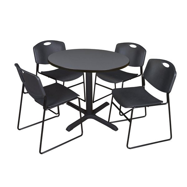 Round Tables > Breakroom Tables > Cain Round Table & Chair Sets, 42 W, 42 L, 29 H, Grey