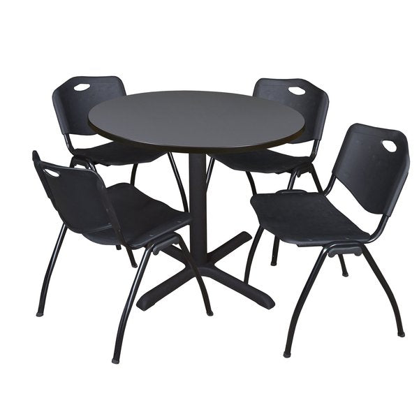 Round Tables > Breakroom Tables > Cain Round Table & Chair Sets, 42 W, 42 L, 29 H, Grey