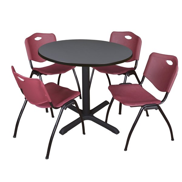 Round Tables > Breakroom Tables > Cain Round Table & Chair Sets, 42 W, 42 L, 29 H, Grey