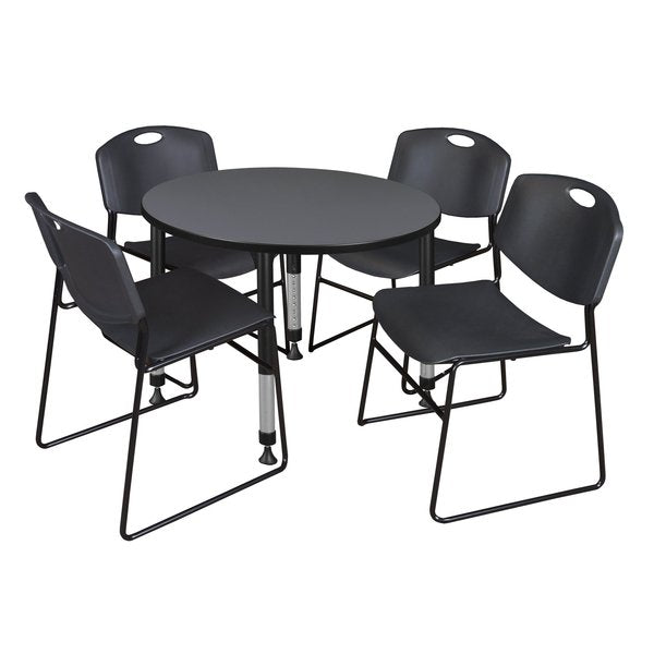 Tables > Height Adjustable > Round Table & Chair Sets, 42 X 42 X 23-34