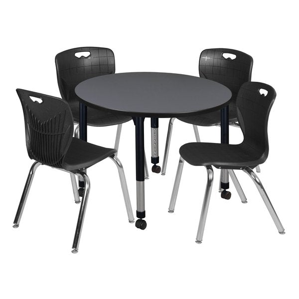 Tables > Height Adjustable > Round Mobile Table & Chair Sets, 42 X 42 X 23-34