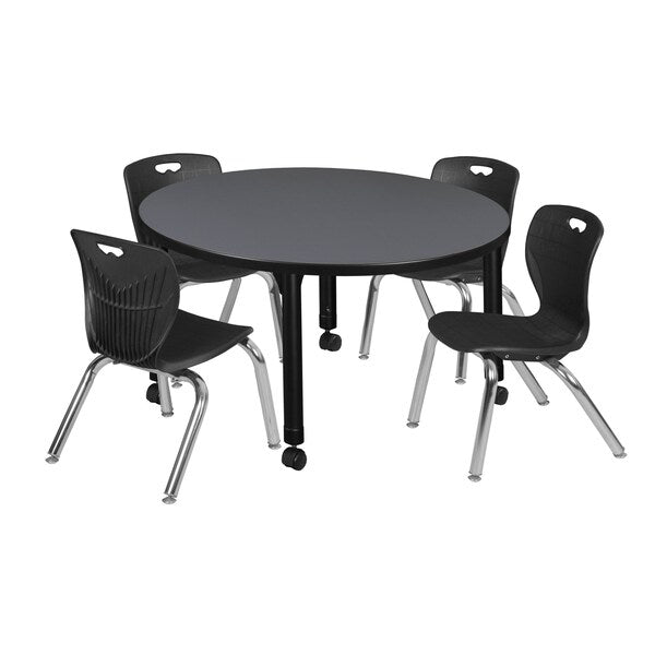 Tables > Height Adjustable > Round Mobile Table & Chair Sets, 42 X 42 X 23-34
