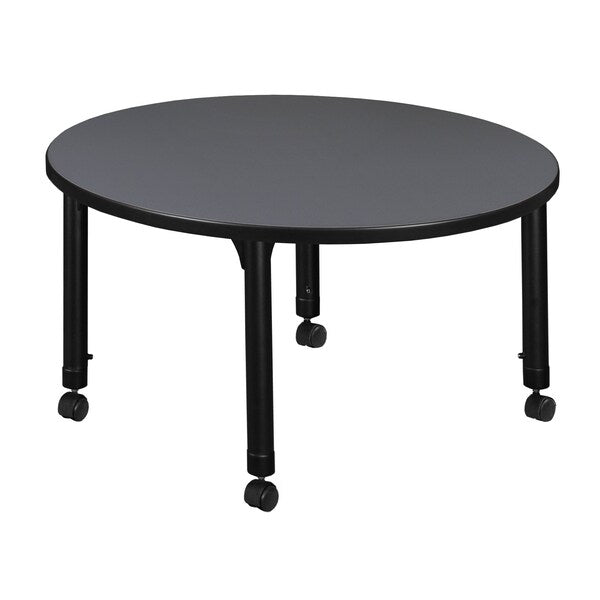 Tables > Height Adjustable > Round Mobile Tables, 42 X 42 X 23-34, Wood|Metal Top