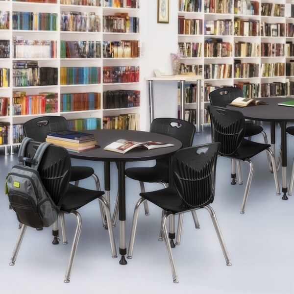 Tables > Height Adjustable > Round Mobile Tables, 42 X 42 X 23-34, Wood|Metal Top