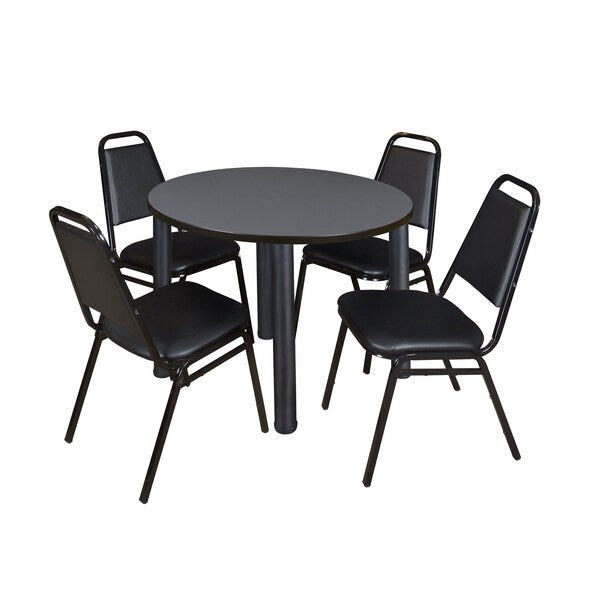 Round Tables > Breakroom Tables > Kee Round Table & Chair Sets, 42 W, 42 L, 29 H, Grey