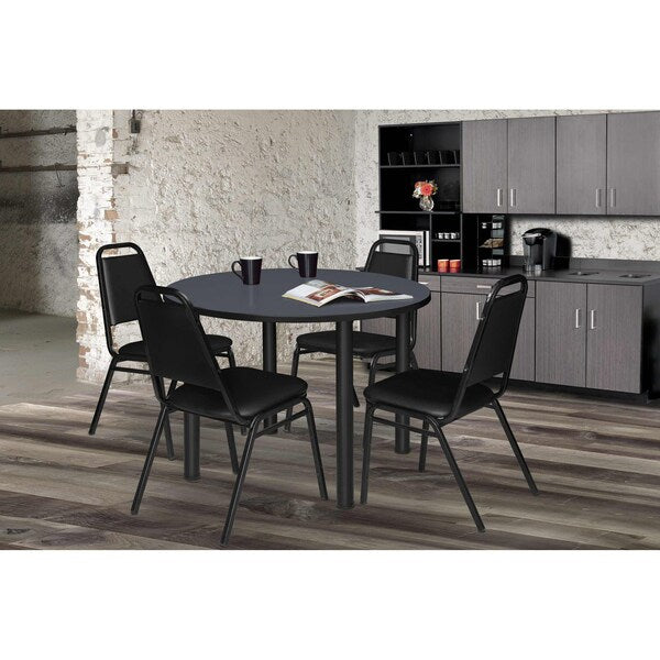 Round Tables > Breakroom Tables > Kee Round Table & Chair Sets, 42 W, 42 L, 29 H, Grey