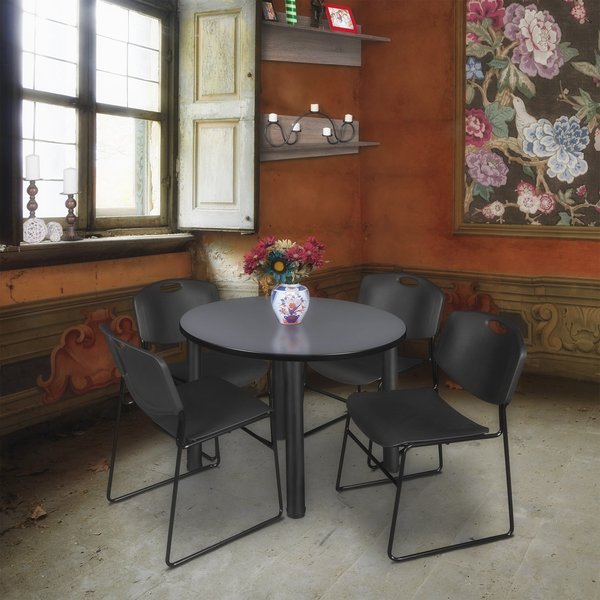 Round Tables > Breakroom Tables > Kee Round Table & Chair Sets, 42 W, 42 L, 29 H, Grey