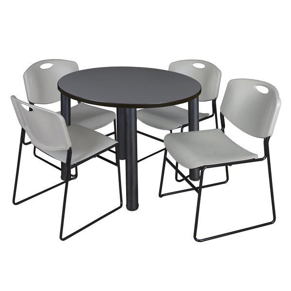 Round Tables > Breakroom Tables > Kee Round Table & Chair Sets, 42 W, 42 L, 29 H, Grey