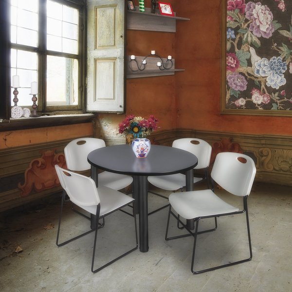 Round Tables > Breakroom Tables > Kee Round Table & Chair Sets, 42 W, 42 L, 29 H, Grey