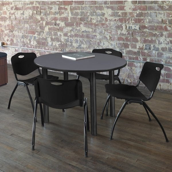 Round Tables > Breakroom Tables > Kee Round Table & Chair Sets, 42 W, 42 L, 29 H, Grey