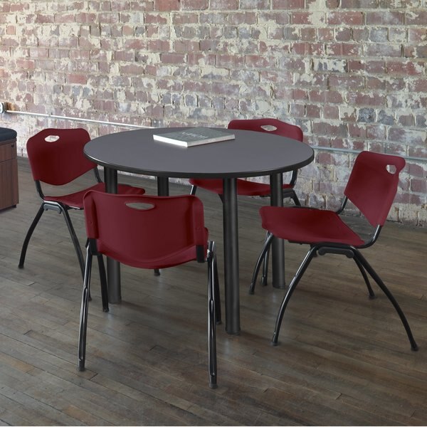 Round Tables > Breakroom Tables > Kee Round Table & Chair Sets, 42 W, 42 L, 29 H, Grey