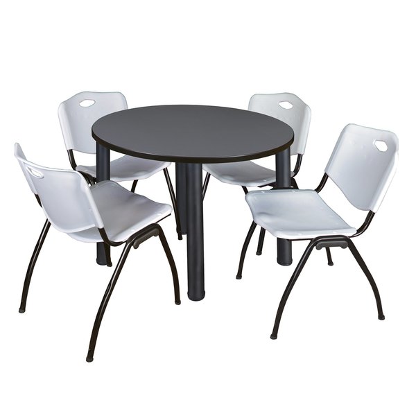 Round Tables > Breakroom Tables > Kee Round Table & Chair Sets, 42 W, 42 L, 29 H, Grey