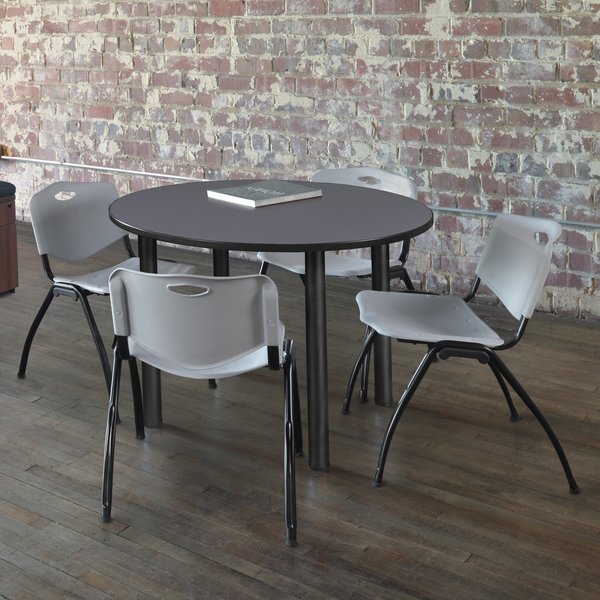 Round Tables > Breakroom Tables > Kee Round Table & Chair Sets, 42 W, 42 L, 29 H, Grey