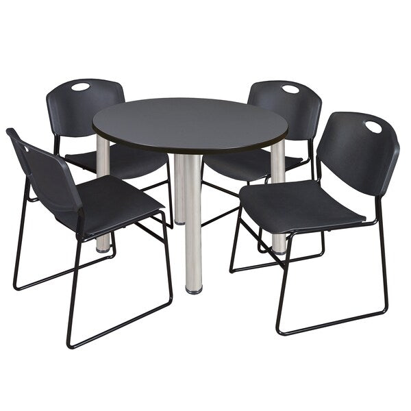 Round Tables > Breakroom Tables > Kee Round Table & Chair Sets, 42 W, 42 L, 29 H, Grey