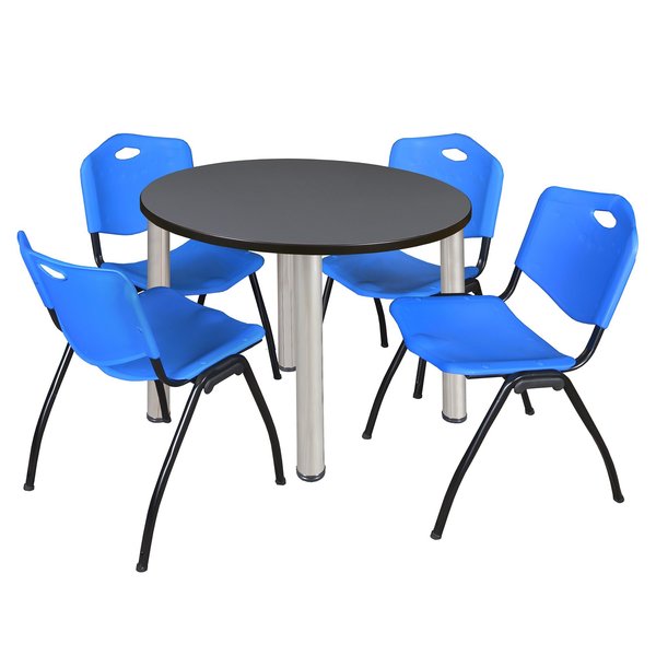 Round Tables > Breakroom Tables > Kee Round Table & Chair Sets, 42 W, 42 L, 29 H, Grey