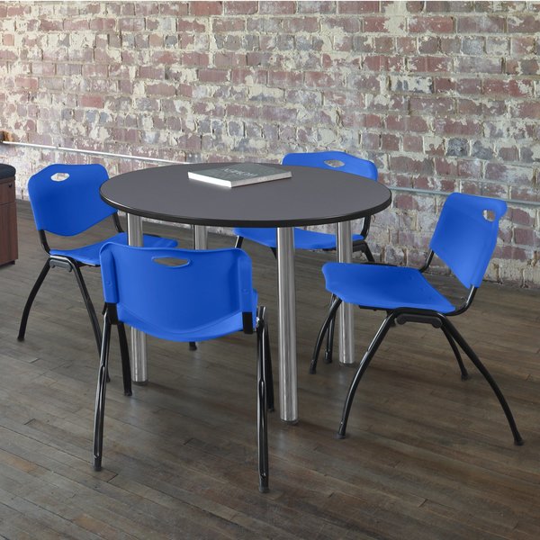 Round Tables > Breakroom Tables > Kee Round Table & Chair Sets, 42 W, 42 L, 29 H, Grey