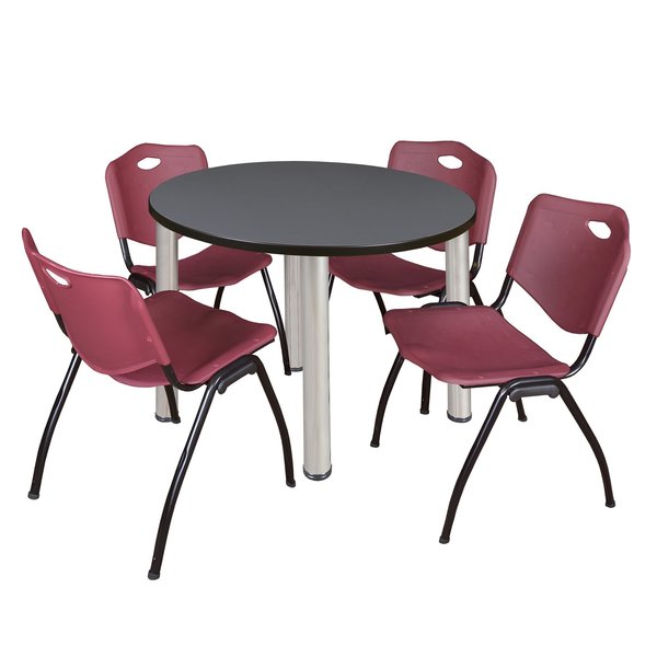 Round Tables > Breakroom Tables > Kee Round Table & Chair Sets, 42 W, 42 L, 29 H, Grey