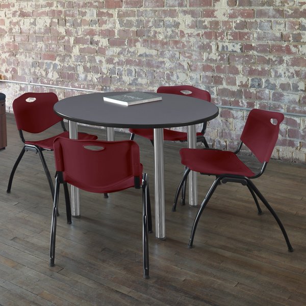 Round Tables > Breakroom Tables > Kee Round Table & Chair Sets, 42 W, 42 L, 29 H, Grey