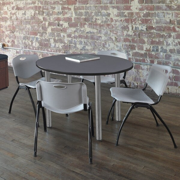 Round Tables > Breakroom Tables > Kee Round Table & Chair Sets, 42 W, 42 L, 29 H, Grey
