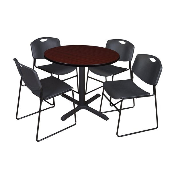 Round Tables > Breakroom Tables > Cain Round Table & Chair Sets, 42 W, 42 L, 29 H, Mahogany