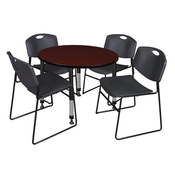 Tables > Height Adjustable > Round Table & Chair Sets, 42 X 42 X 23-34