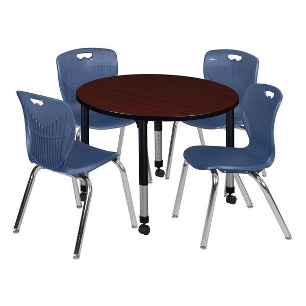 Tables > Height Adjustable > Round Mobile Table & Chair Sets, 42 X 42 X 23-34