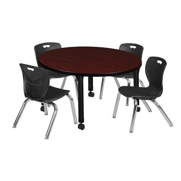Tables > Height Adjustable > Round Mobile Table & Chair Sets, 42 X 42 X 23-34