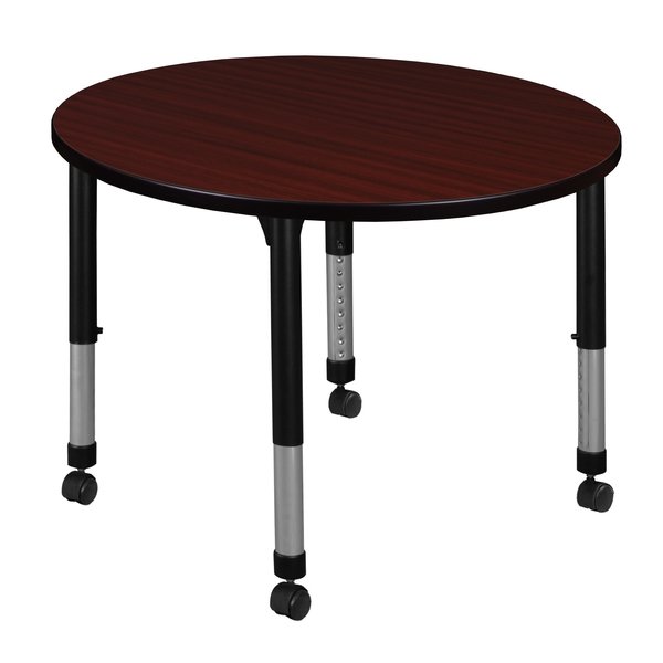 Tables > Height Adjustable > Round Mobile Tables, 42 X 42 X 23-34, Wood|Metal Top