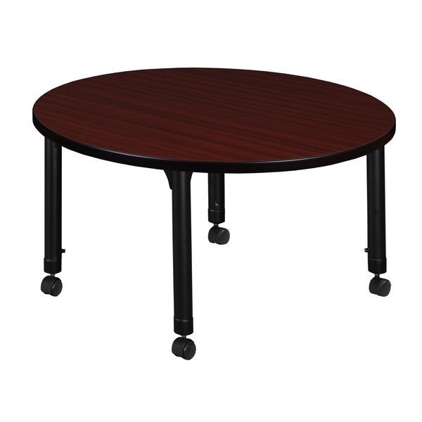 Tables > Height Adjustable > Round Mobile Tables, 42 X 42 X 23-34, Wood|Metal Top
